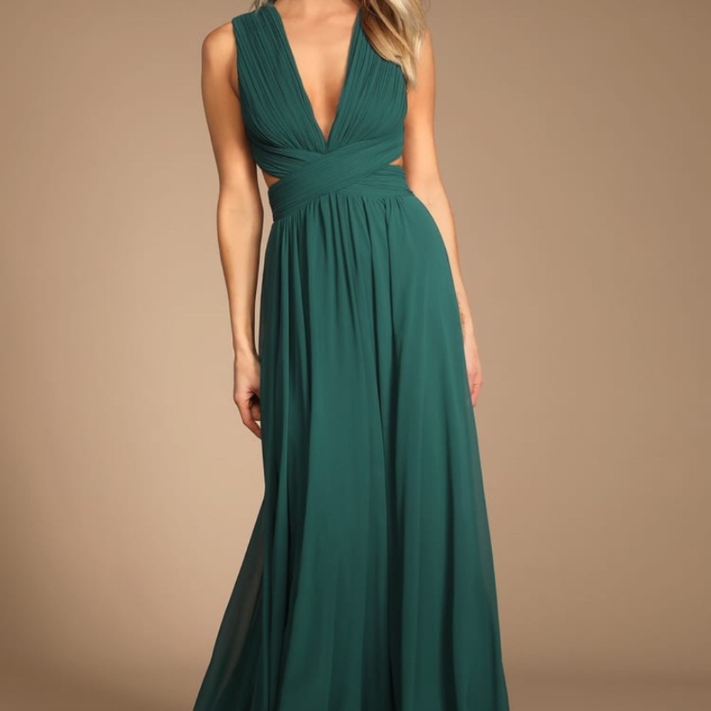 Lulu's Vivid Imagination Emerald Green Cutout Maxi Dress S